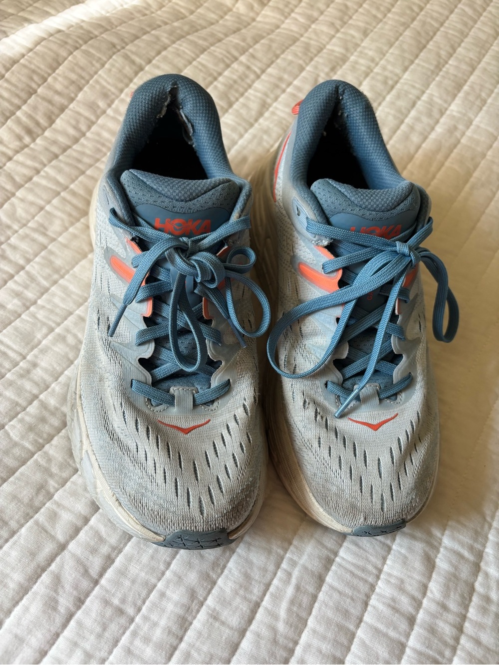 Hoka Women's Light Blue Running Sneakers with Coral Accents